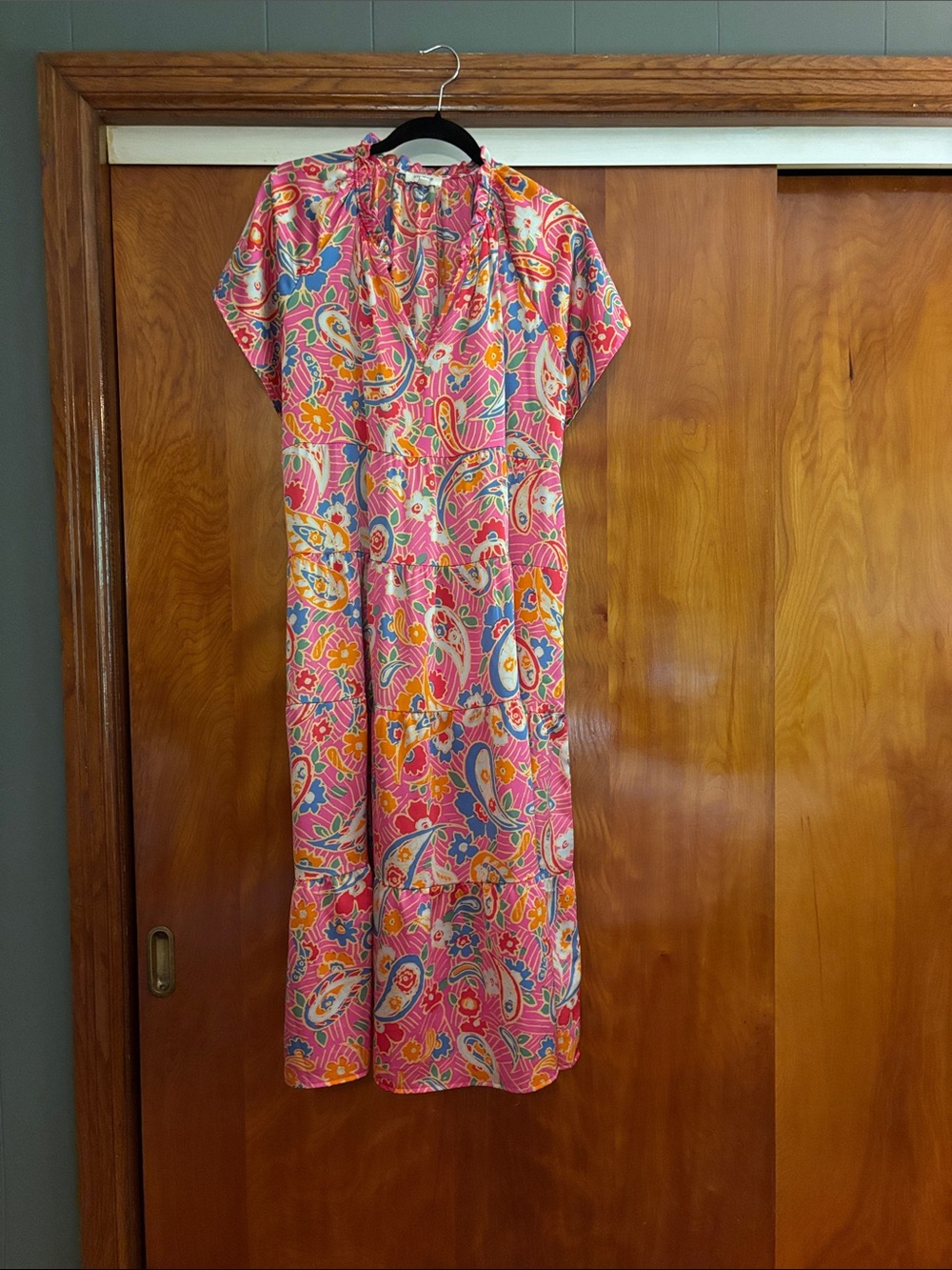 Umgee Pink Paisley Maxi Dress with Multicolor Floral Print
